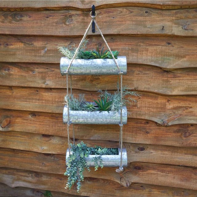 Galvanized Three-Tier Hanging Planter with Hook - Marmalade Mercantile