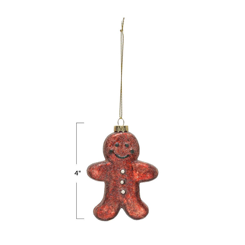 Glittered Glass Gingerbread Man Christmas Ornament - Marmalade Mercantile
