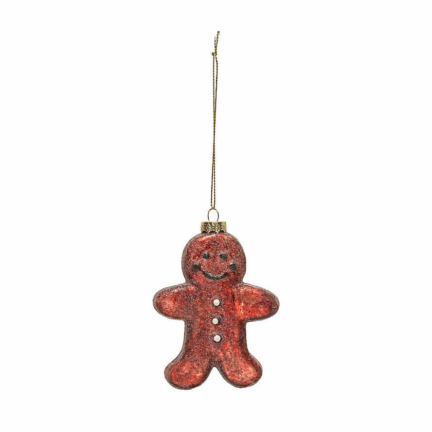 Glittered Glass Gingerbread Man Christmas Ornament - Marmalade Mercantile