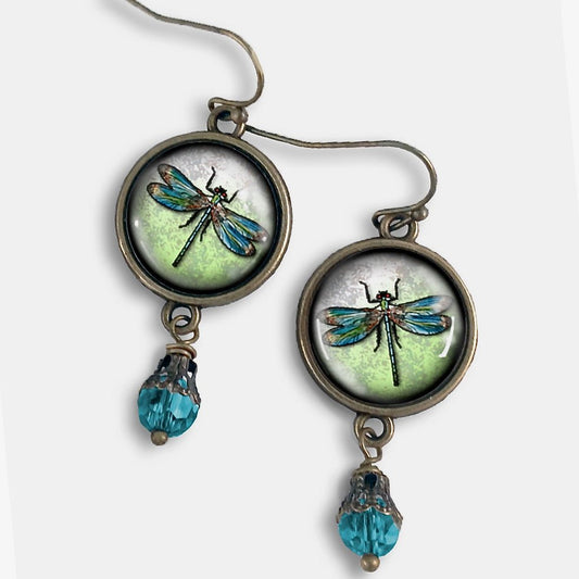 Gorgeous Vintage-Style Cottage Core Dragonfly Earrings for Pierced Ears - Marmalade Mercantile