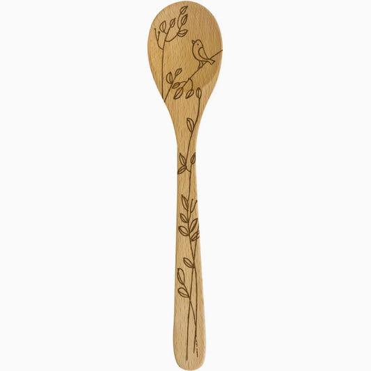 Laser Etched Beechwood Mixing Spoon with Bird Design - Marmalade Mercantile