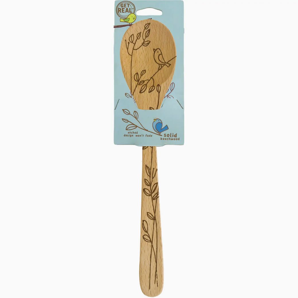 Laser Etched Beechwood Mixing Spoon with Bird Design - Marmalade Mercantile