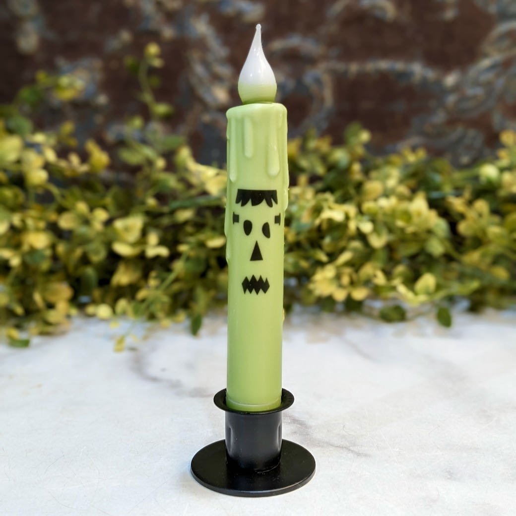 LED Battery Operated Halloween Taper Candle Frankenstein - Marmalade Mercantile