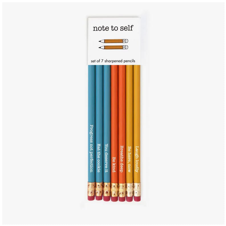 Note to Self Set of Seven Pencils with Encouraging Phrases - Marmalade Mercantile