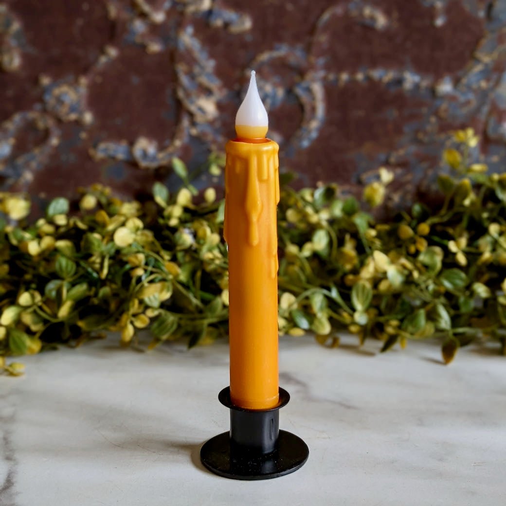 Orange Jack-O-Lantern Battery Operated LED Taper Candle - Marmalade Mercantile
