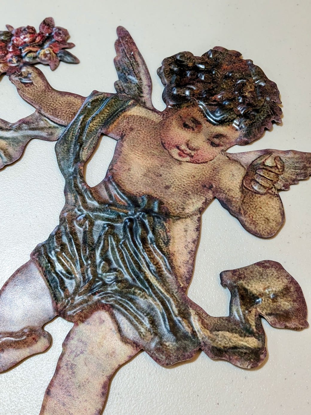 Pair of Antique-Style Pressed Metal Wall Cherubs - Marmalade Mercantile