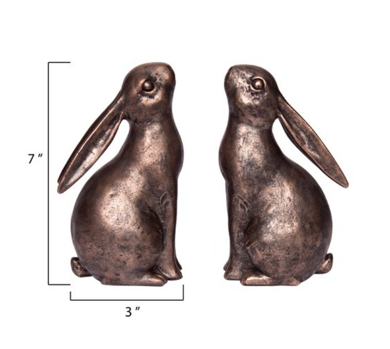 Pair of Springtime Bunny Bookends with Bronze Finish - Marmalade Mercantile