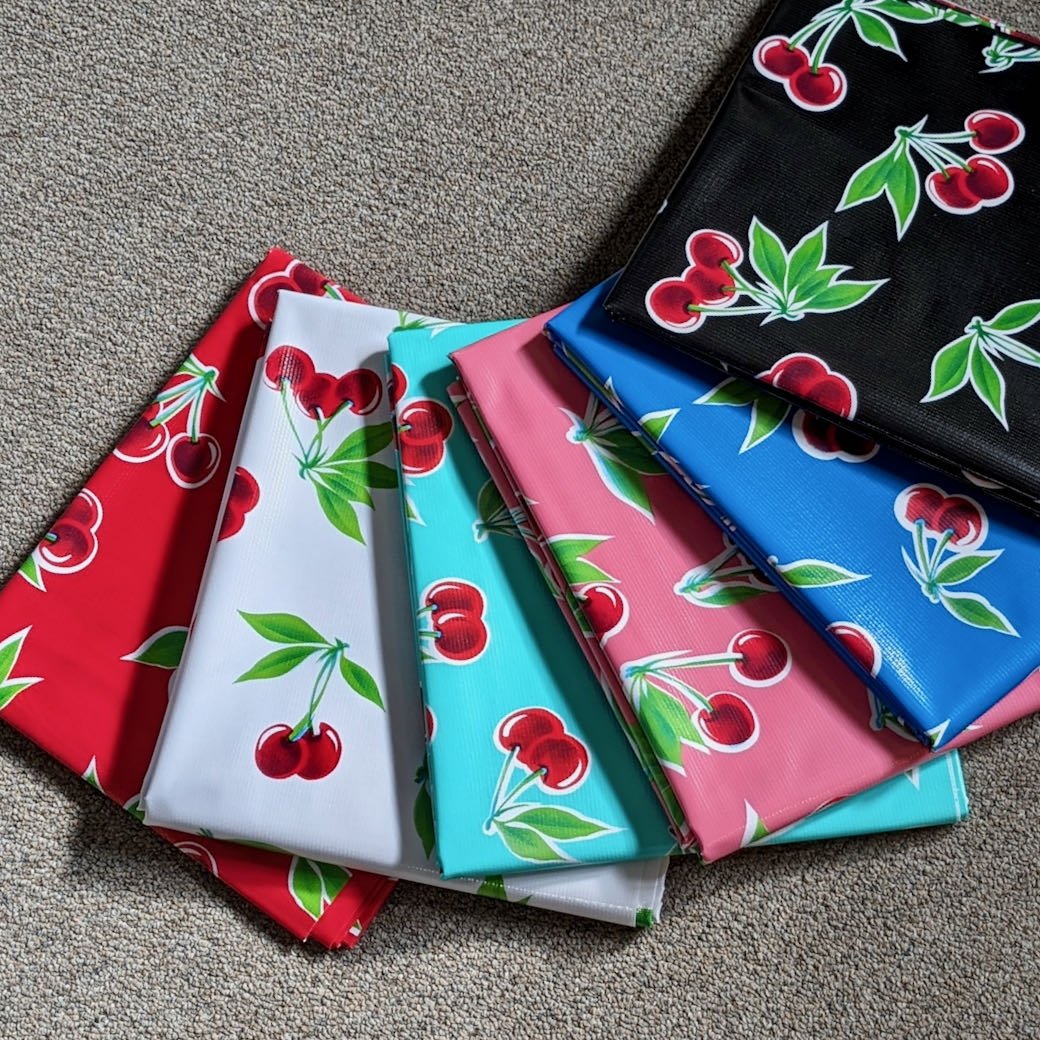 Picnic Table Size Oil Cloth Tablecloth Cherries 84x48" - Marmalade Mercantile