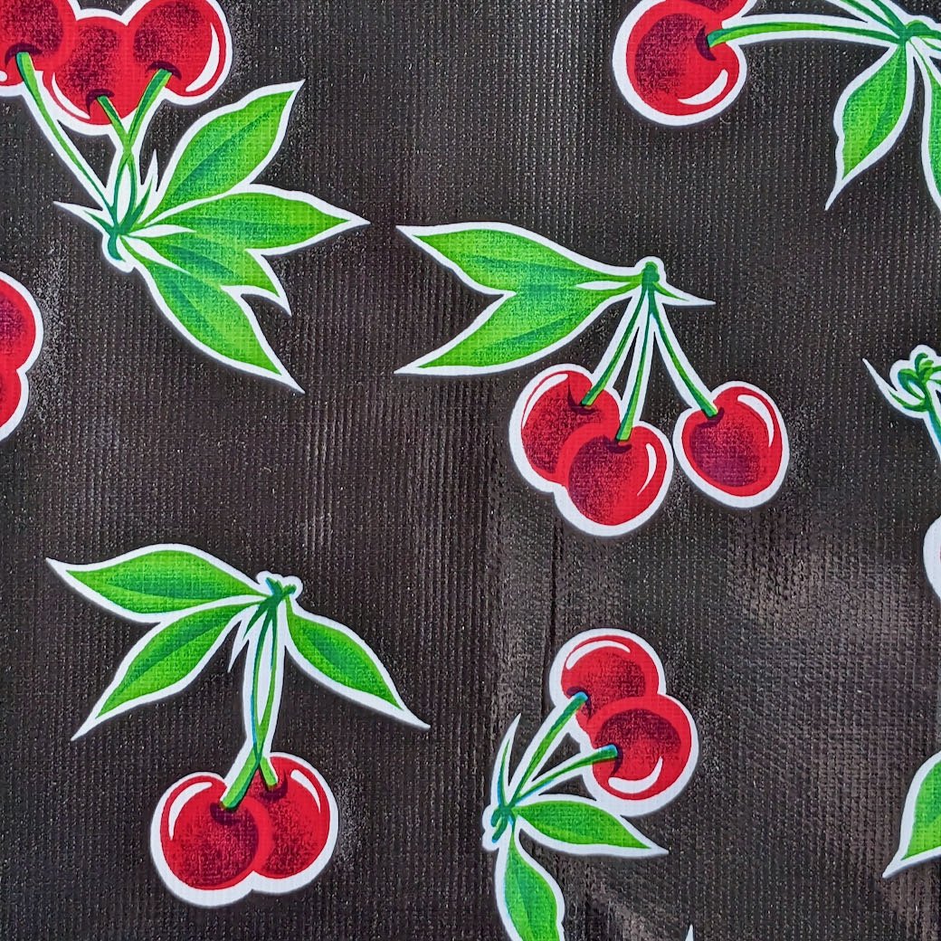 Picnic Table Size Oil Cloth Tablecloth Cherries 84x48" - Marmalade Mercantile