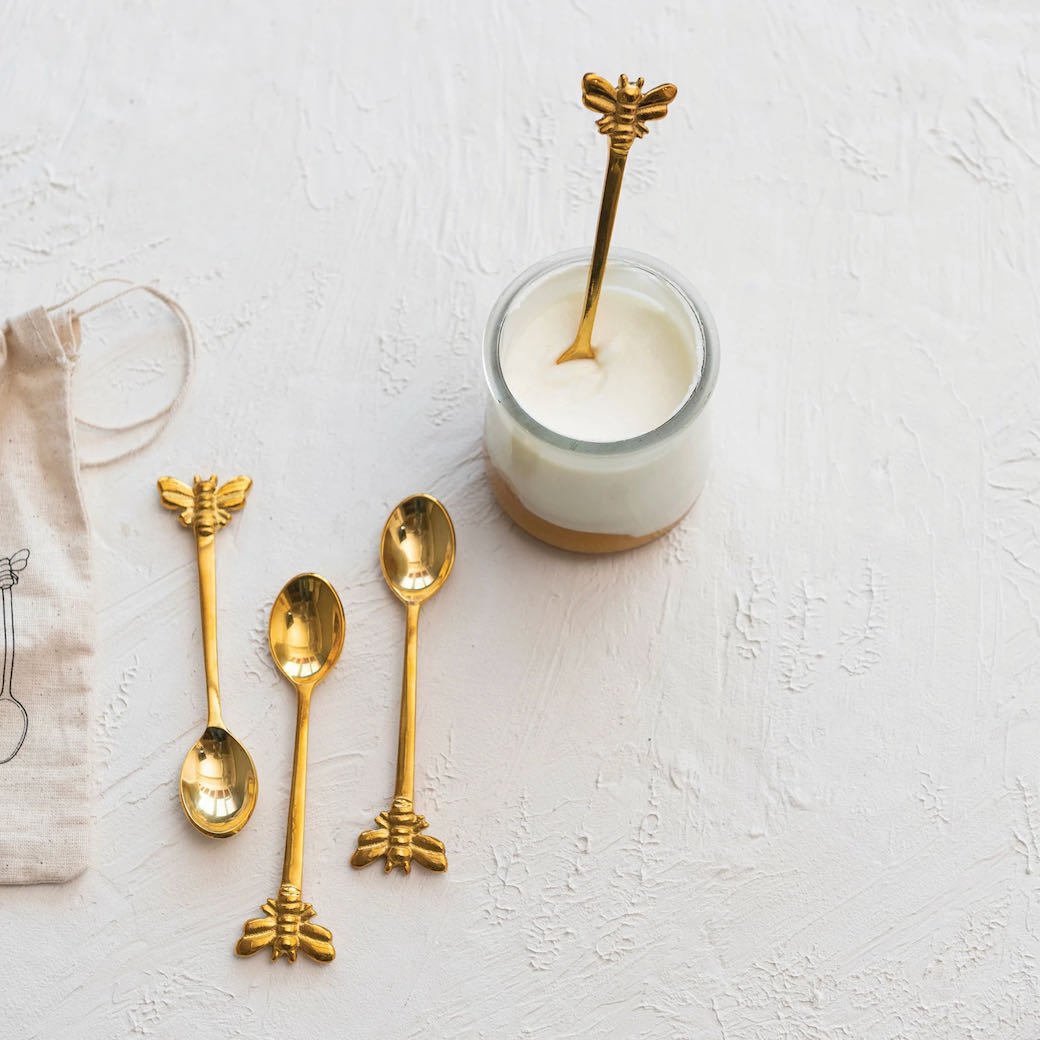 Set of Four Brass Bee Condiment Spoons - Marmalade Mercantile