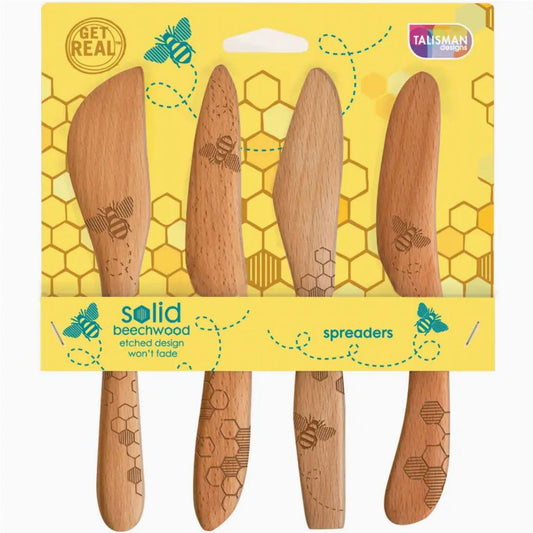 Set of Four Laser Etched Spreaders with Bee Designs - Marmalade Mercantile