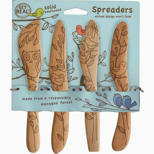 Set of Four Laser Etched Spreaders with Bird Designs - Marmalade Mercantile