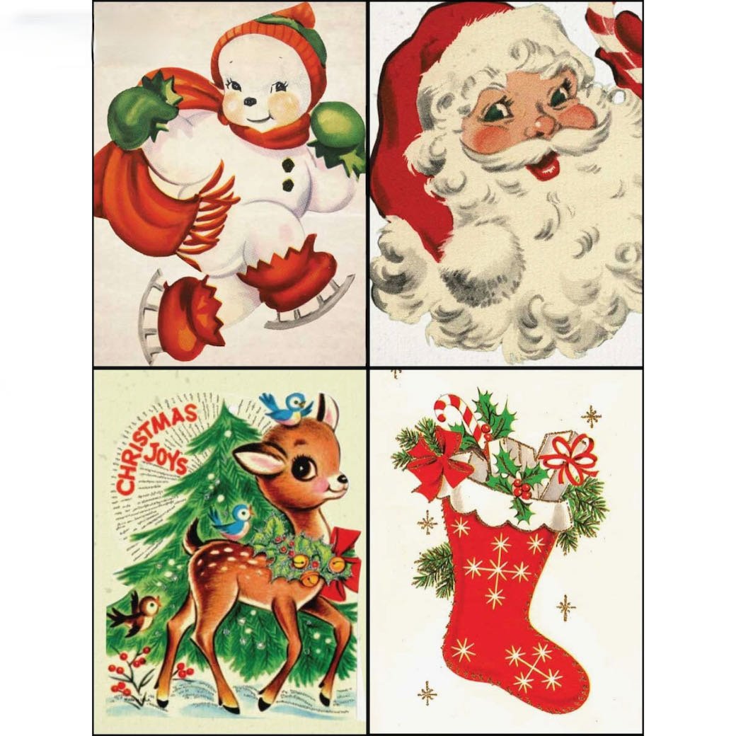 Set of Four Mighty Magnets Vintage-Style Christmas Images - Marmalade Mercantile