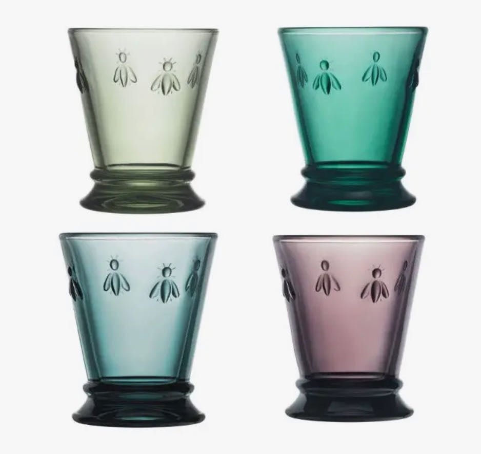 Set of Four Multi-Colored French Bee Tumblers 9oz - Marmalade Mercantile