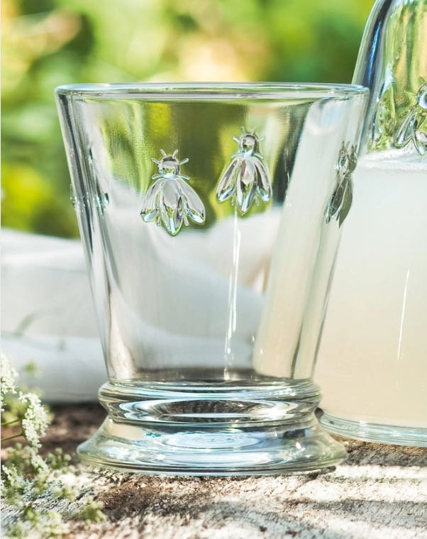 Set of Six French Glass Bee Tumblers 9 oz - Marmalade Mercantile