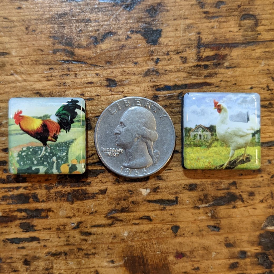 Set of Ten Tiny Mighty Magnets Vintage Chickens - Marmalade Mercantile