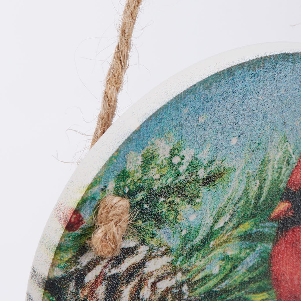 Set of Three Round Woodland Cardinal Christmas Ornaments - Marmalade Mercantile