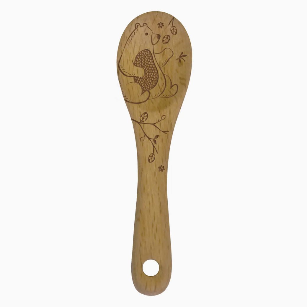Set of Three Tiny 3" Laser-Etched Mini Spoons with Bear Design - Marmalade Mercantile