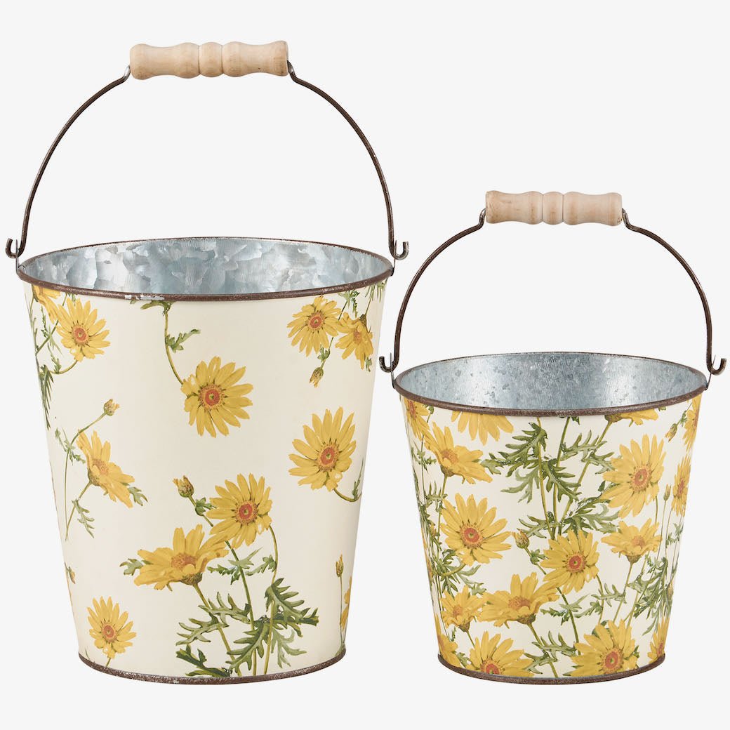 Set of Two Every Daisy Decorative Buckets - Marmalade Mercantile