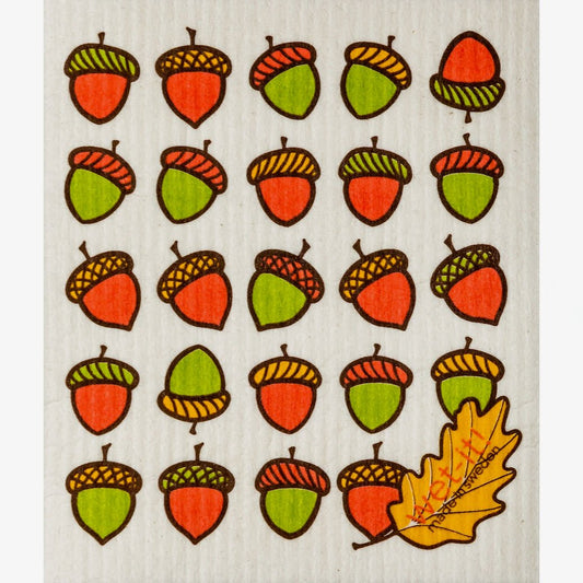 Set of TWO Swedish Dishcloths Autumn Acorns - Marmalade Mercantile