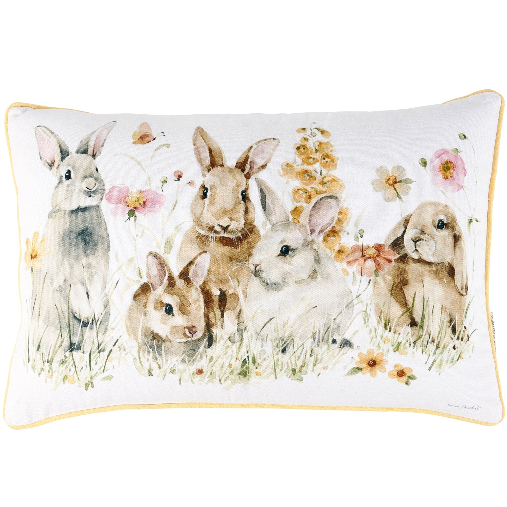 Springtime Bunnies & Flowers Accent Pillow - Marmalade Mercantile
