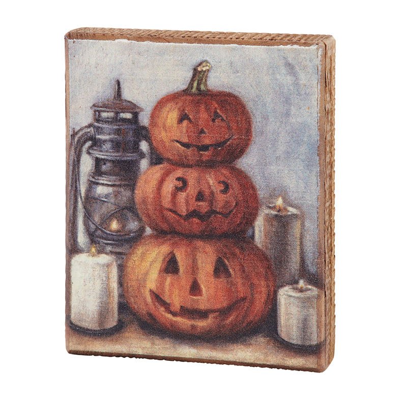 Stack of Jacks Rustic Wooden Halloween Block Sign - Marmalade Mercantile