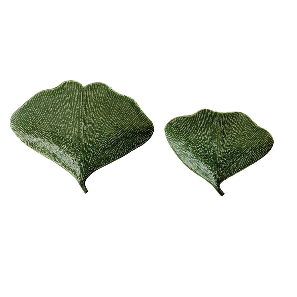 Stoneware Ginkgo Leaf Plates Set of Two - Marmalade Mercantile