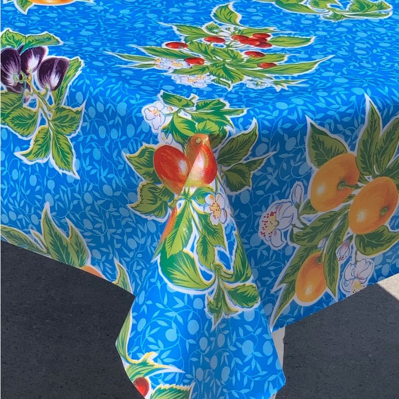Summer Fruit Oilcloth Tablecloth Choice of Color and Size - Marmalade Mercantile