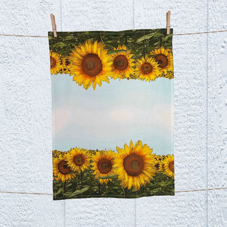 Sunflower Field and Blue Sky Flour Sack Kitchen Towel - Marmalade Mercantile