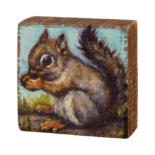 Teeny Tiny Rustic Wooden Block Sign Baby Squirrel - Marmalade Mercantile