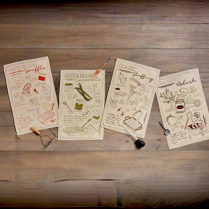 Thanksgiving Recipe Towel with Kitchen Utensil CHOICE of Style - Marmalade Mercantile