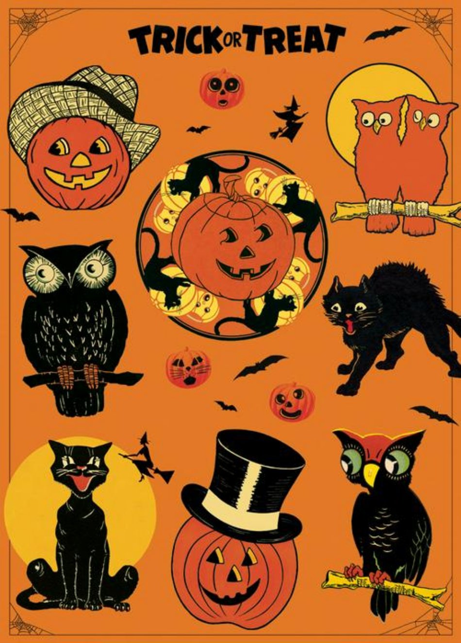 Trick or Treat Vintage-Style Halloween Art Poster + Hanging Kit - Marmalade Mercantile
