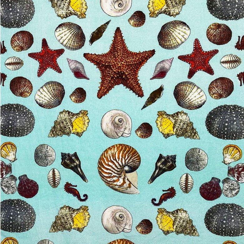 Under the Sea Cotton Flour Sack Towel Sea Shell Pattern - Marmalade Mercantile