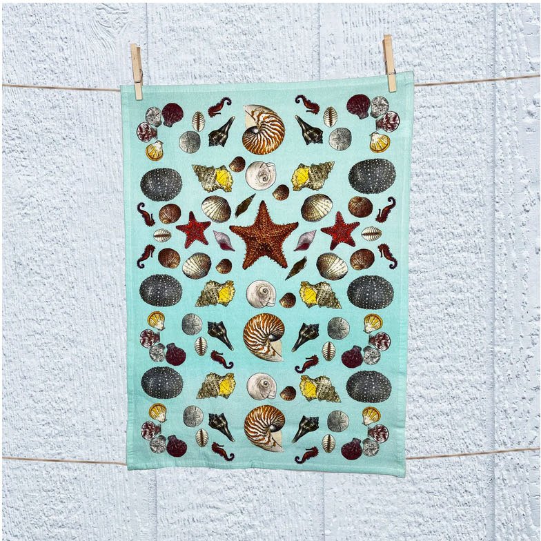 Under the Sea Cotton Flour Sack Towel Sea Shell Pattern - Marmalade Mercantile