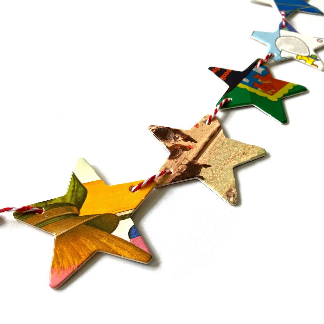 Up-cycled Baby Book Star Garland - 30 Stars - Marmalade Mercantile