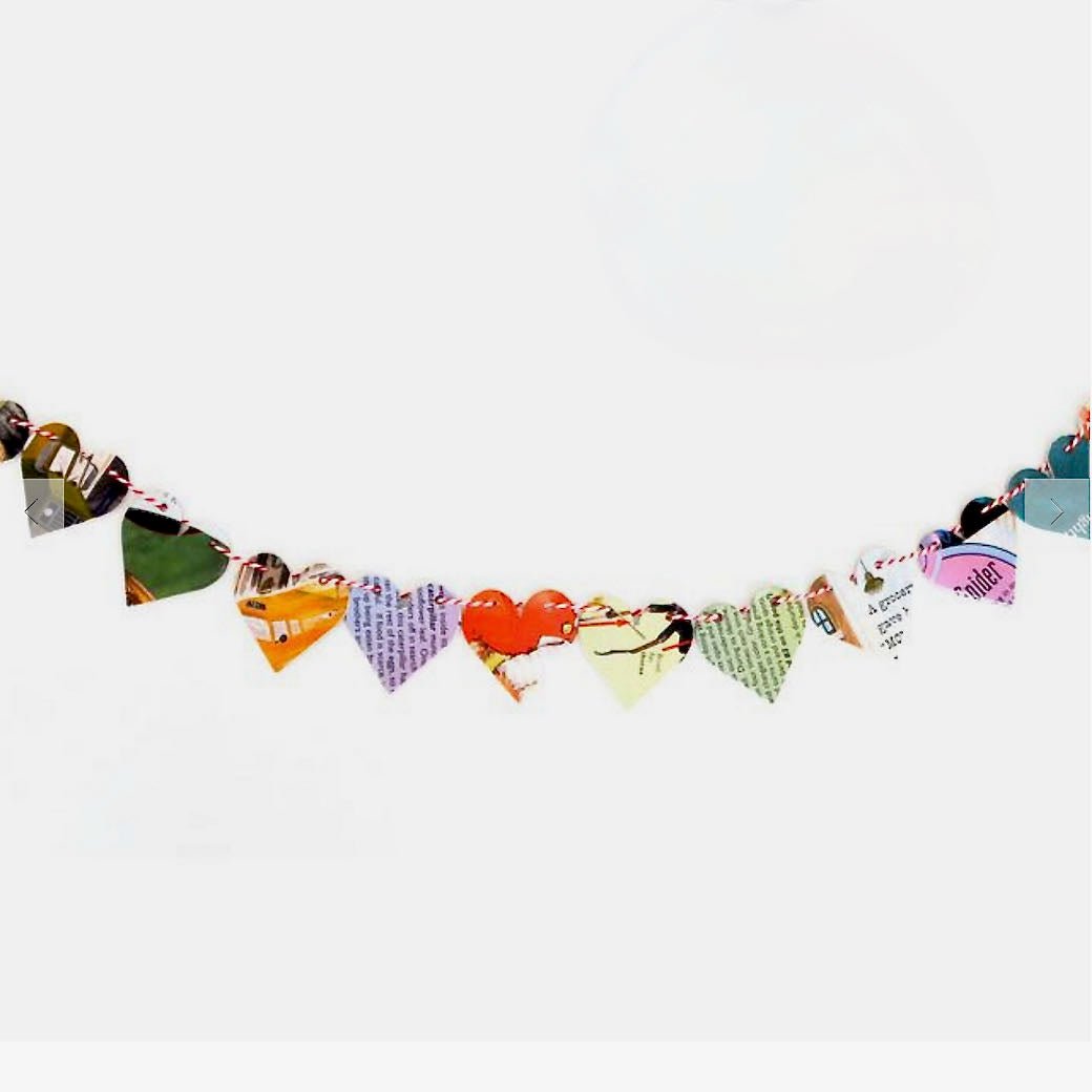 Up-cycled Book Heart Garland - 30 Hearts - Marmalade Mercantile