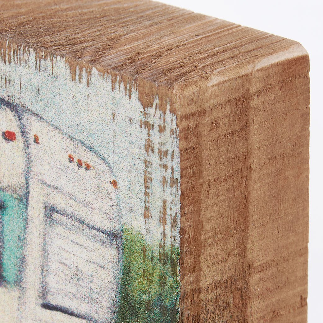 Vintage Aqua Trailer Rustic Petite Wooden Block Sign - Marmalade Mercantile