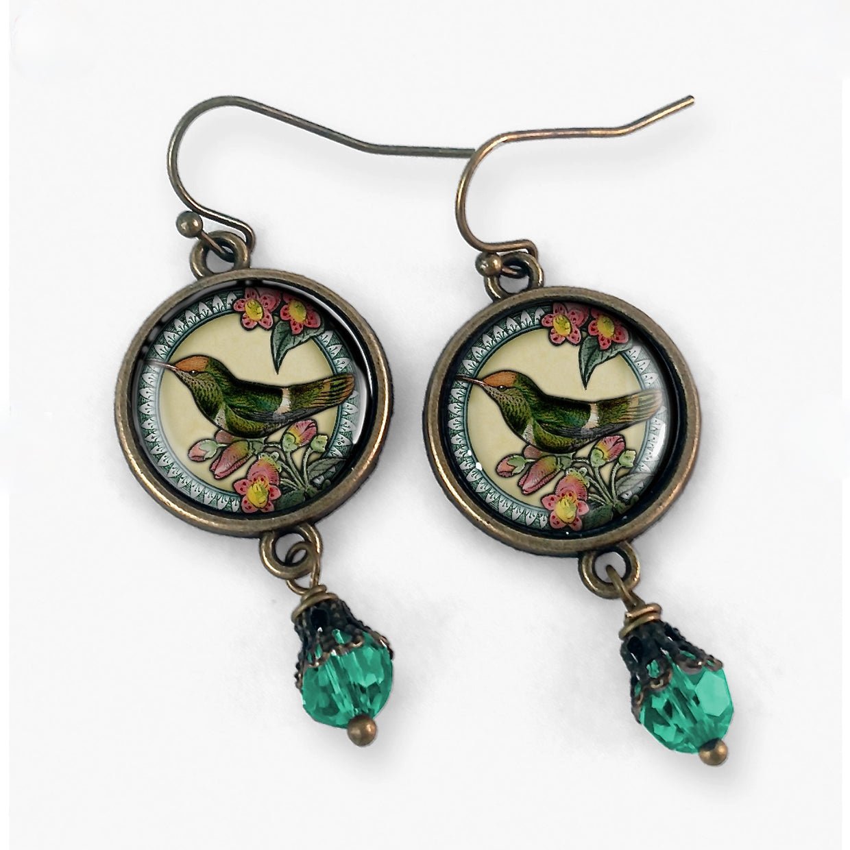 Vintage-Style Cottage Core Hummingbird Earrings for Pierced Ears - Marmalade Mercantile