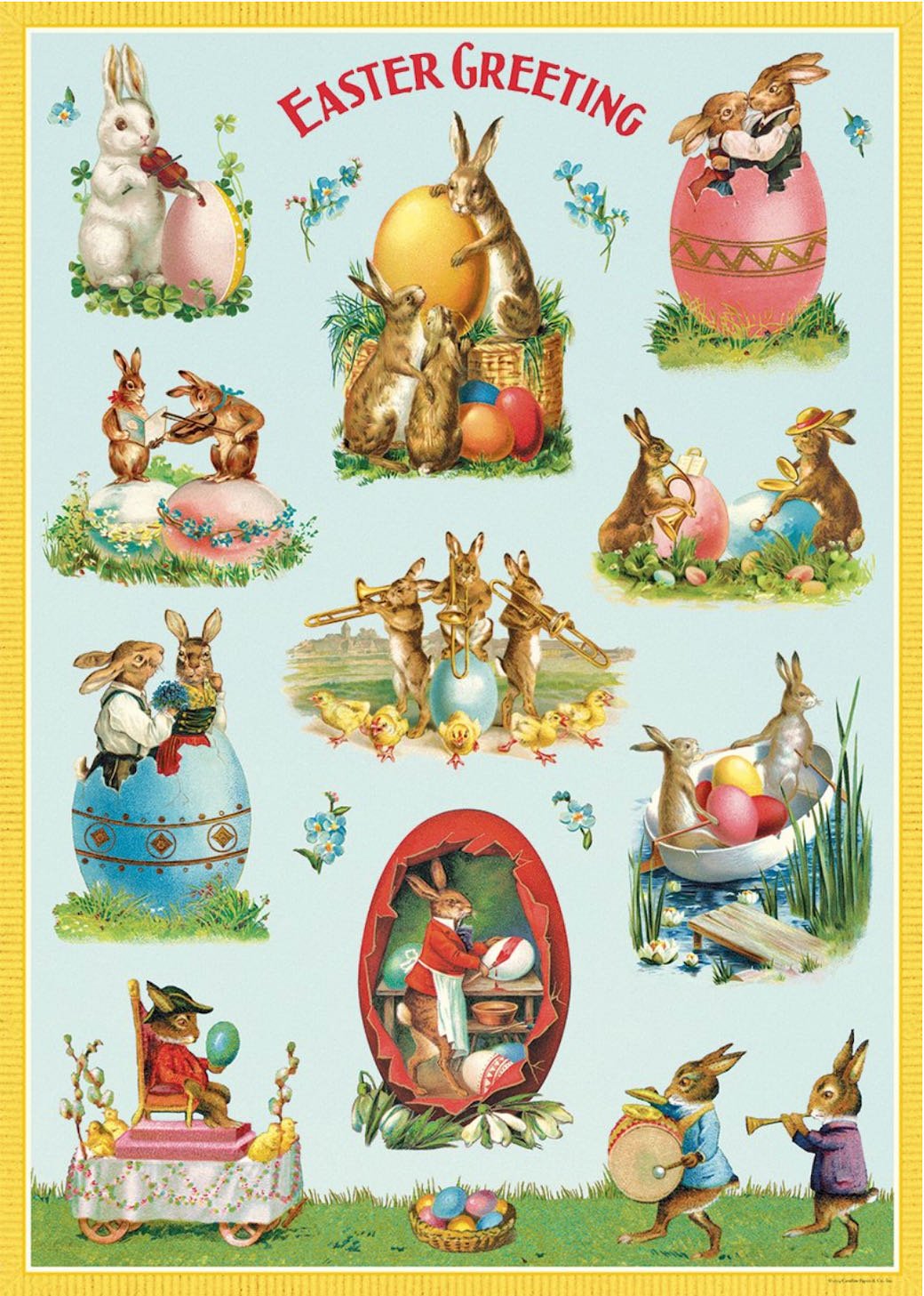 Vintage-Style Easter Bunny Art Poster + Hanging Kit - Marmalade Mercantile