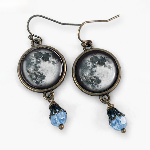 Blue cheap moon earrings