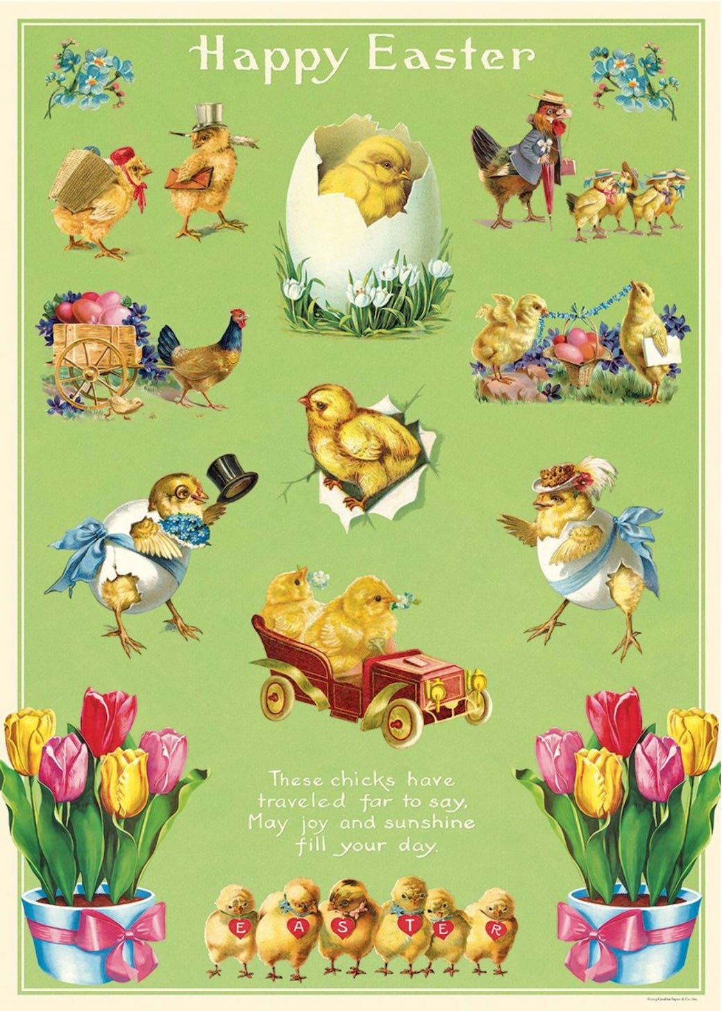 Vintage-Style Happy Easter Art Poster + Hanging Kit - Marmalade Mercantile