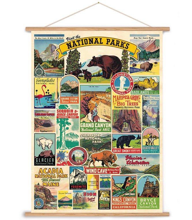 Vintage Style National Parks Art Poster + Hanging Kit - Marmalade Mercantile