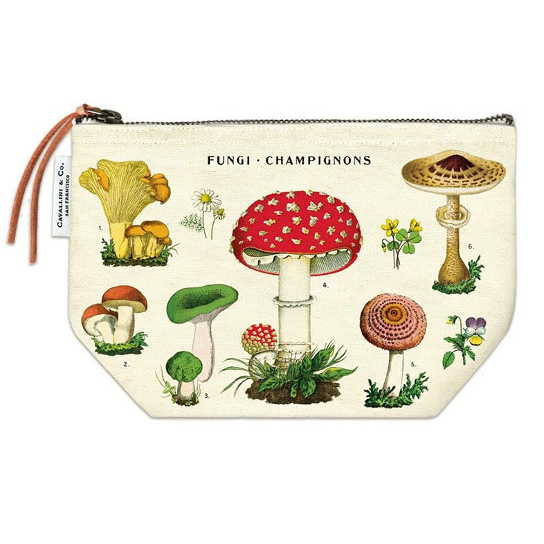 Zippered Pouch Vintage Wild Mushroom Fungi Pattern - Marmalade Mercantile