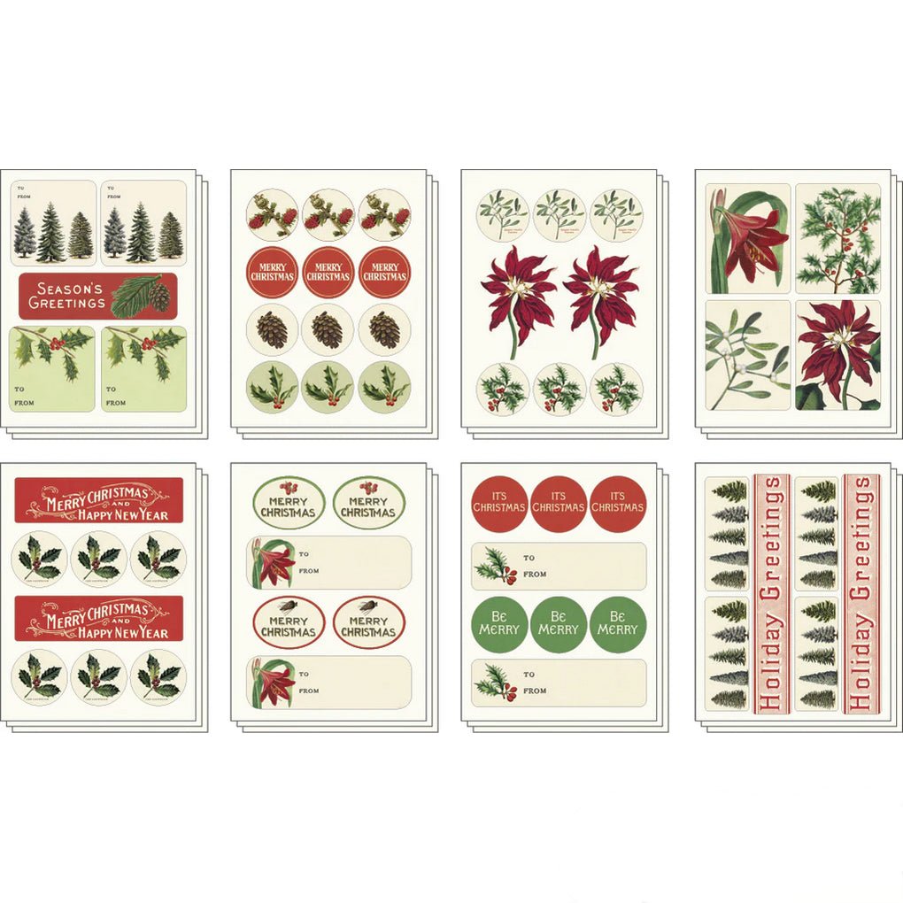 100+ Vintage - Style Christmas Botanica Stickers in Metal Tin - Marmalade Mercantile