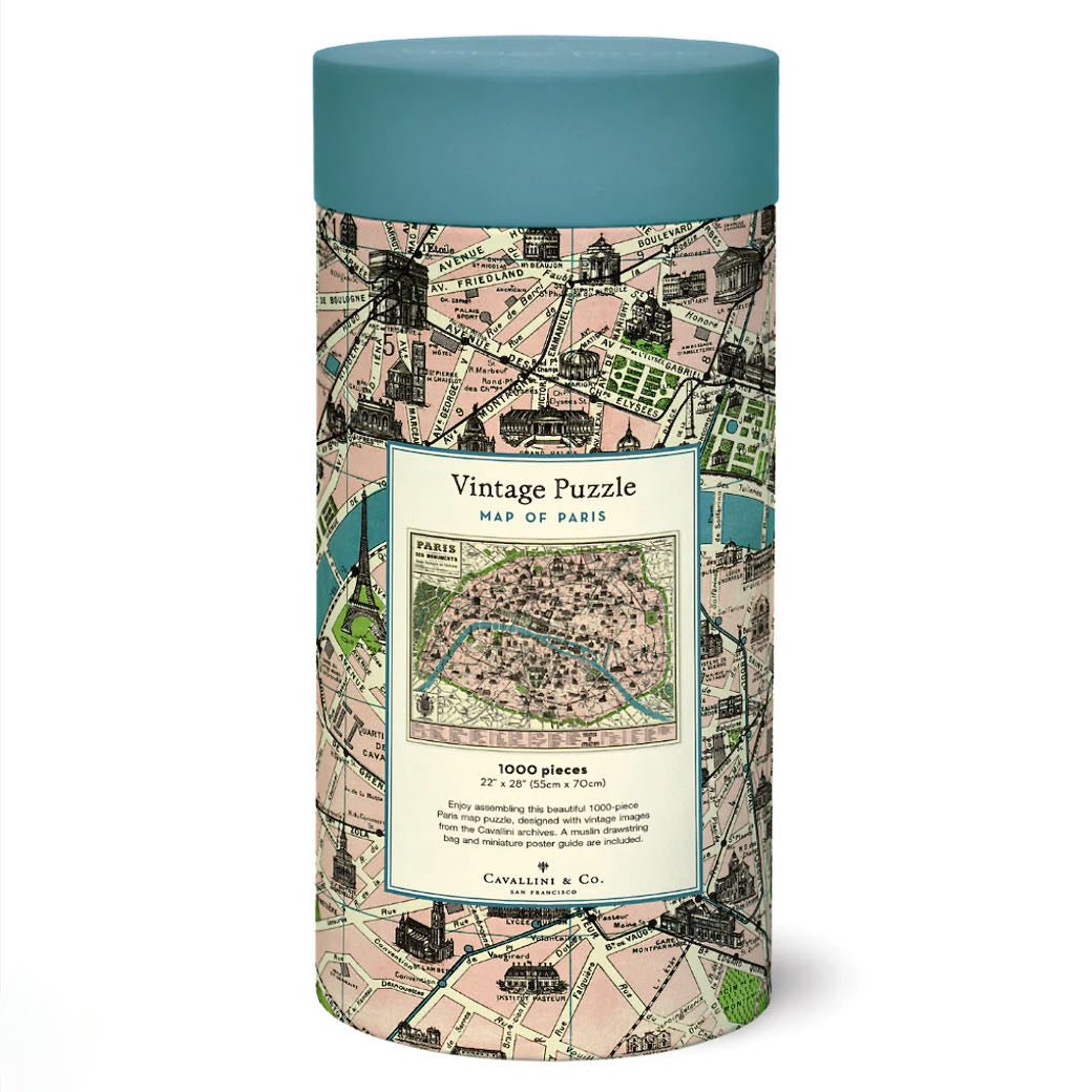 1000-Piece Jigsaw Puzzle Vintage Map of Paris - Marmalade Mercantile