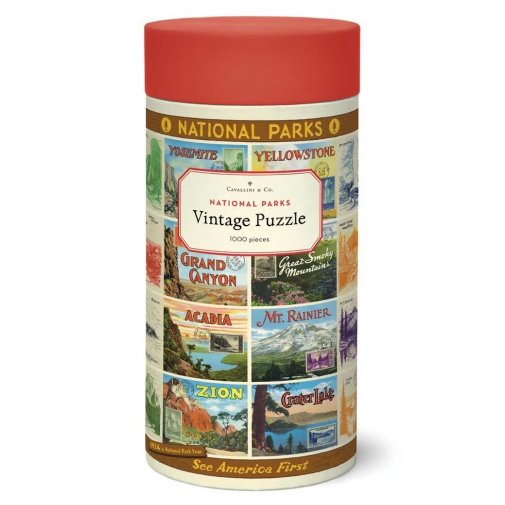 1000 - Piece See America First National Parks Jigsaw Puzzle Vintage Style Souvenir Postcards - Marmalade Mercantile