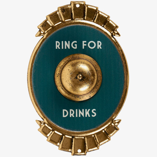 Ring for Drinks Fun Vintage-Stye Metal Wall Decor w Working Bell