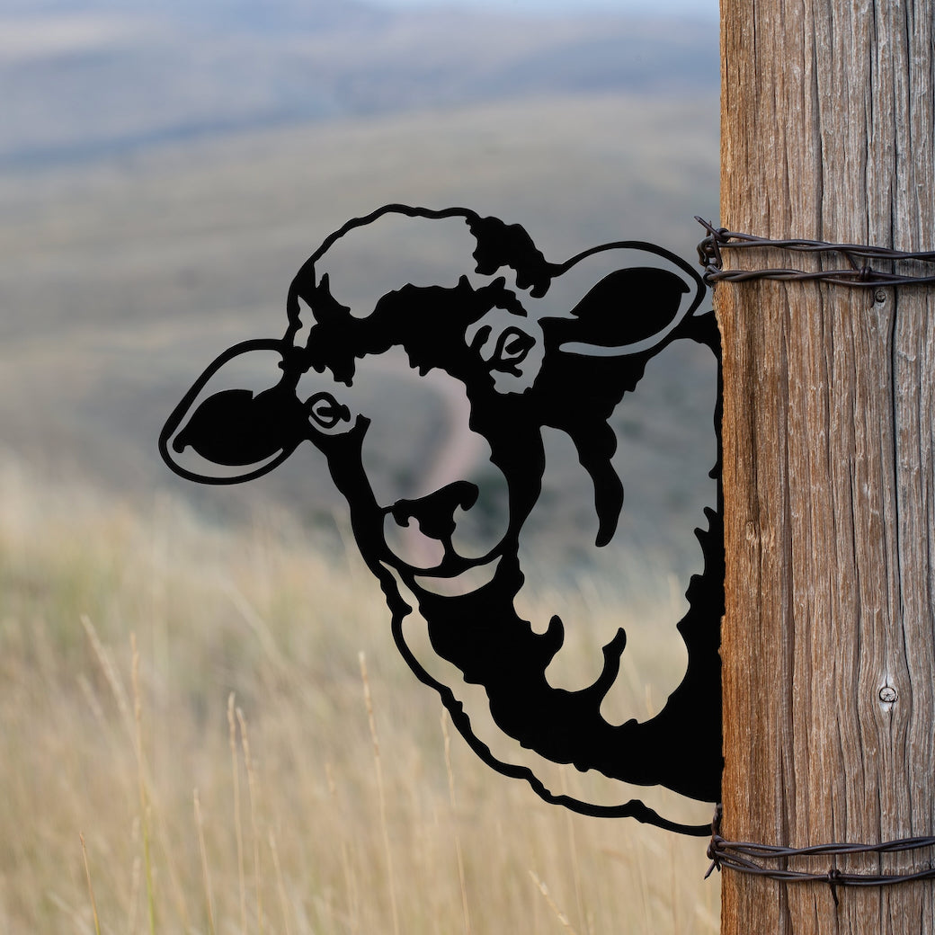 Outdoor Metal Garden Art Cut Out Sheep Sign