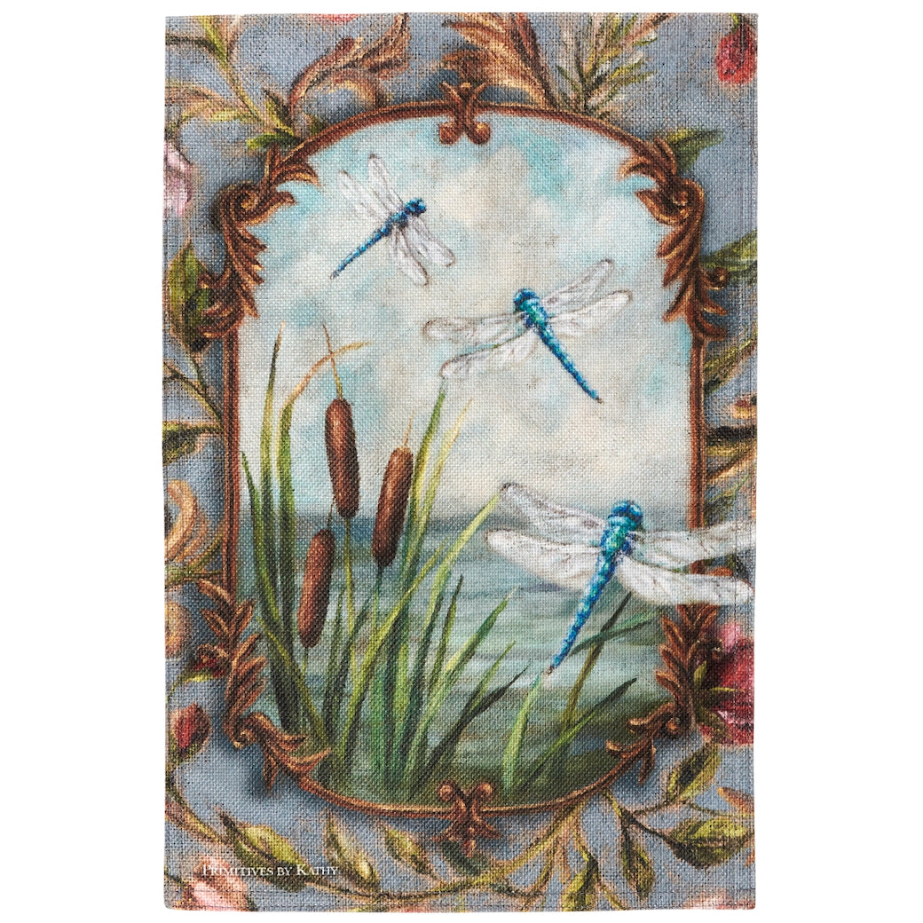 Gorgeous Double-Sided Dragonflies Garden Flag and Metal Pole