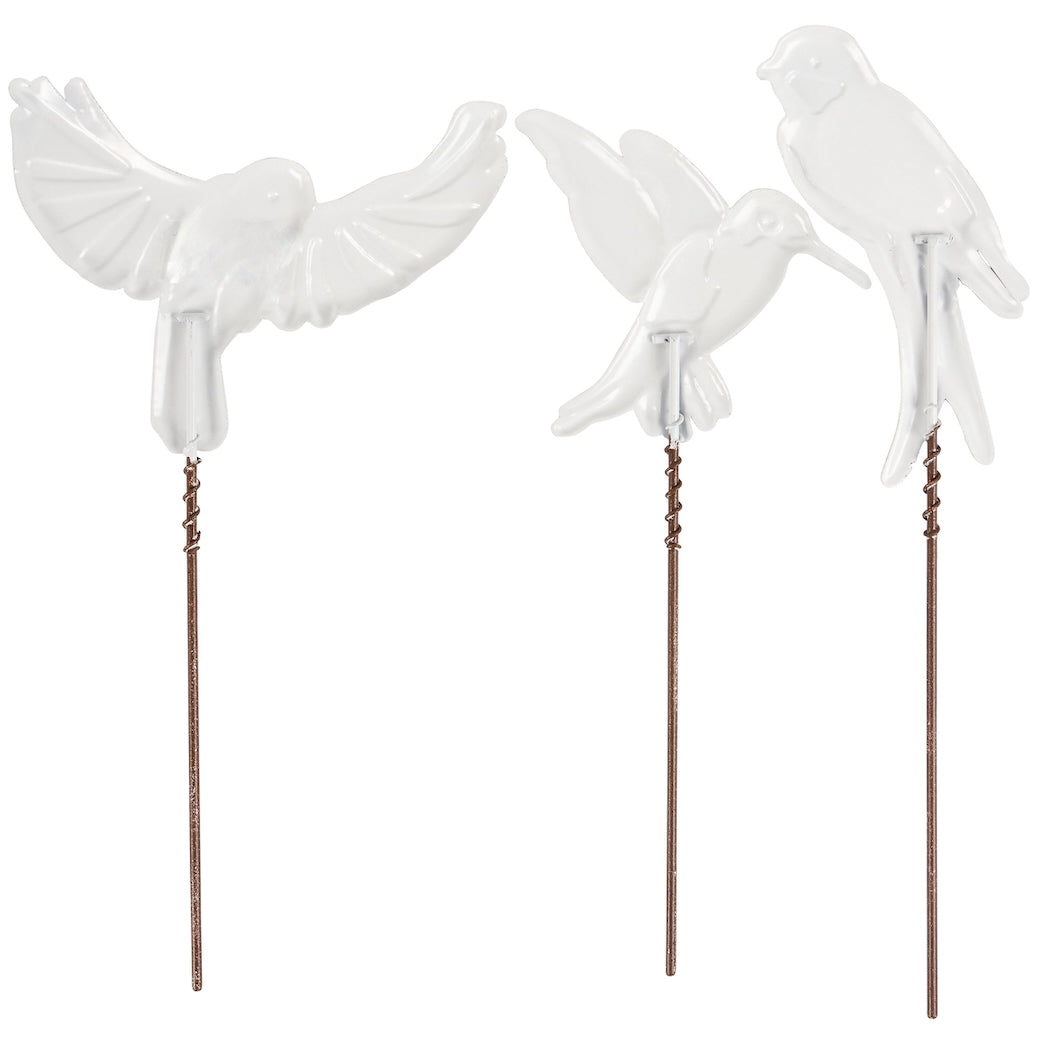 Set of Three Metal Outdoor Garden Backyard Bird Stakes